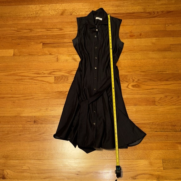 Calvin Klein Black Midi Dress Snap Buttons with Belt DENIM - Picture 9 of 10